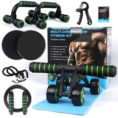 Ultimate 10-in-1 Ab Roller Wheel Kit for Core Strength & Full Body Home Workout - Wize-Z