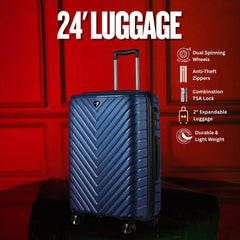 24 - inch Blue Hardcase Roller Luggage - Wize - Z