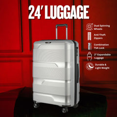 24 - inch Silver Hardcase Roller Luggage - Wize - Z