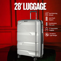 28 - inch Silver Hardcase Roller Luggage - Wize - Z