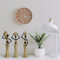 3 PCS African Statues: Golden Tribal Art Figurines - Wize - Z