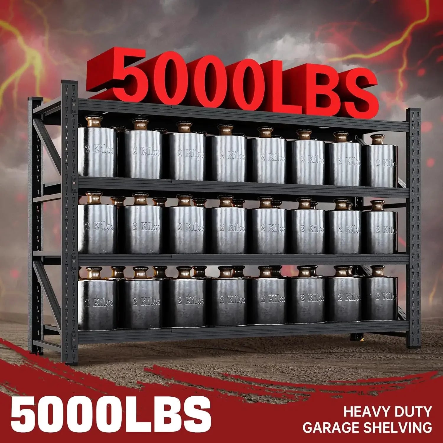 5000LBS Storage Shelves,71" W Garage Shelving Heavy Duty Metal - Wize - Z