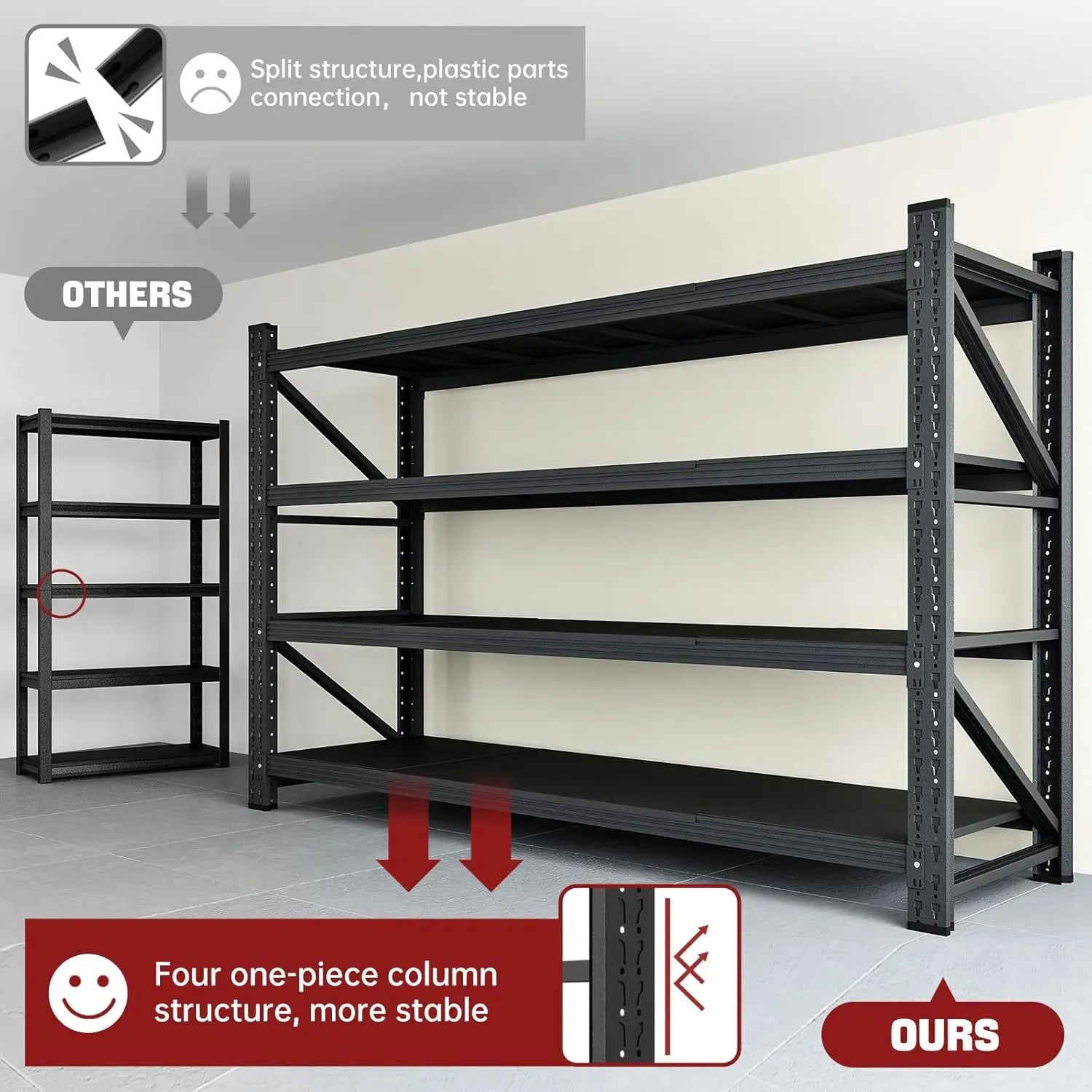 5000LBS Storage Shelves,71" W Garage Shelving Heavy Duty Metal - Wize - Z