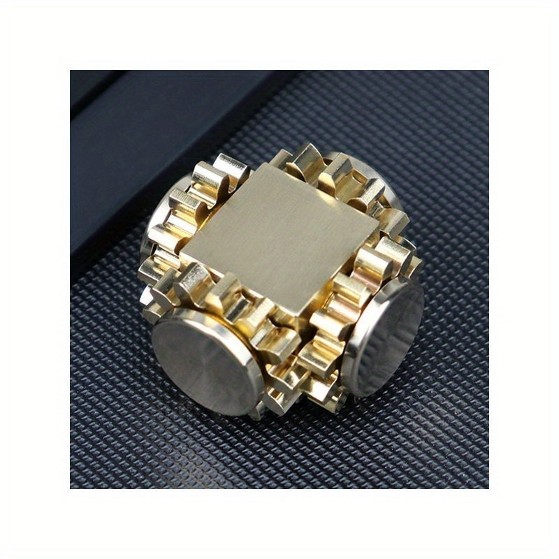 Brass Cube Gear Rotator - Mechanical Spinning - Wize-Z