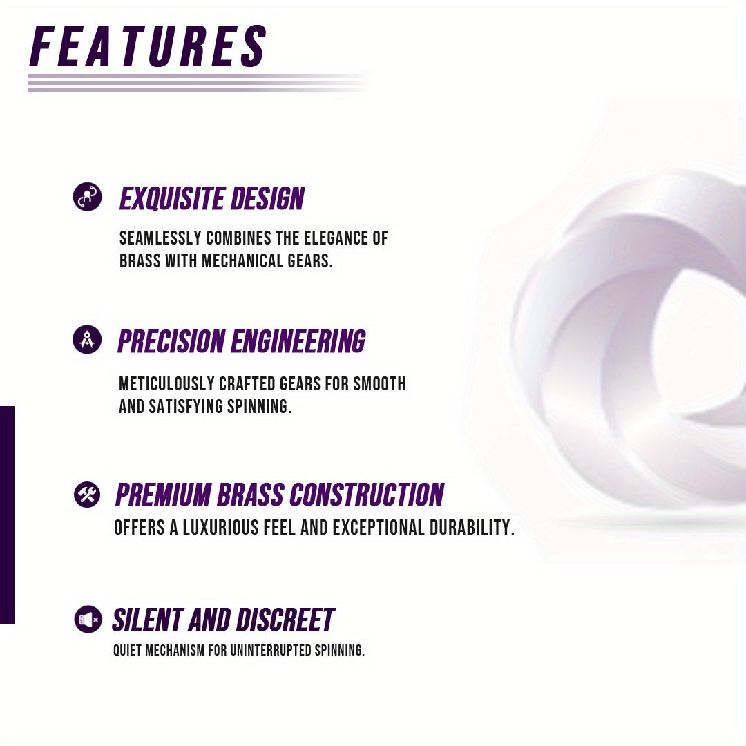 Brass Cube Gear Rotator - Mechanical Spinning - Wize-Z