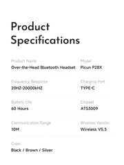 Wireless Over-Ear Headphones, HiFi Stereo, Deep Bass - Wize-Z