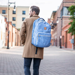 Baby Blue Leather Commuter Bag - Wize - Z
