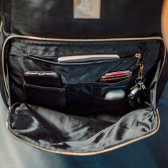 Black Leather Commuter Bag - Wize - Z