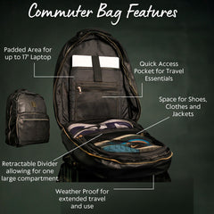 Black Leather Daily Commuter Bag XL - Wize - Z