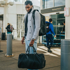 Black Leather Duffle Bag - Wize - Z