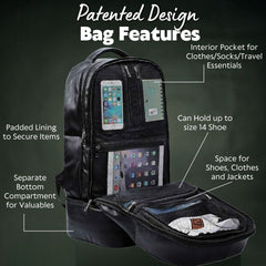 Black Leather Patented Carry On Backpack (Only 300 Made) - Wize - Z