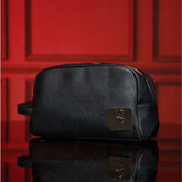 Black Leather Toiletry Bag - Wize - Z
