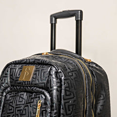 Black Monogram Leather Carry - On Roller Bag (Only 150 Made) - Wize - Z