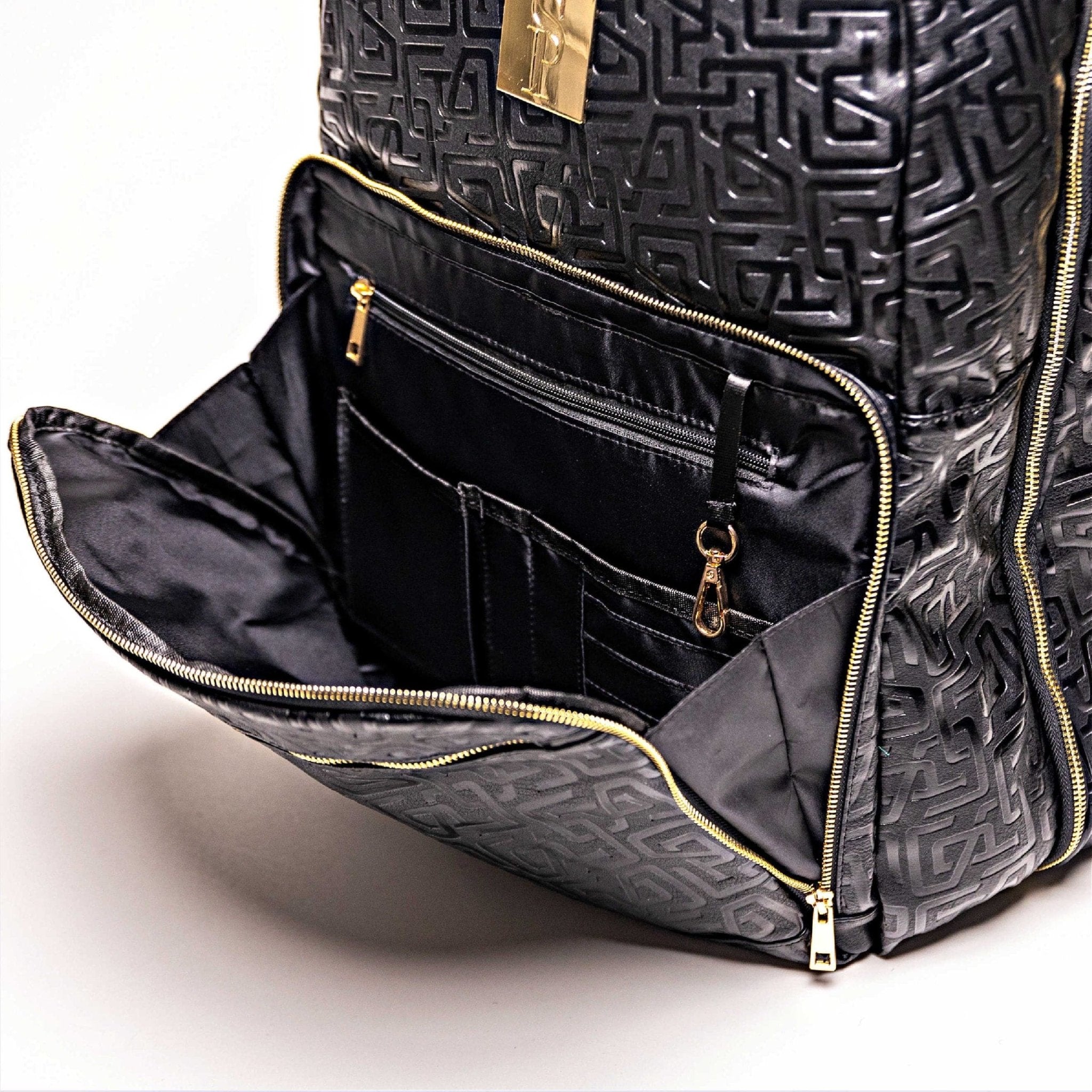 Black Monogram Leather Commuter Bag - Wize - Z