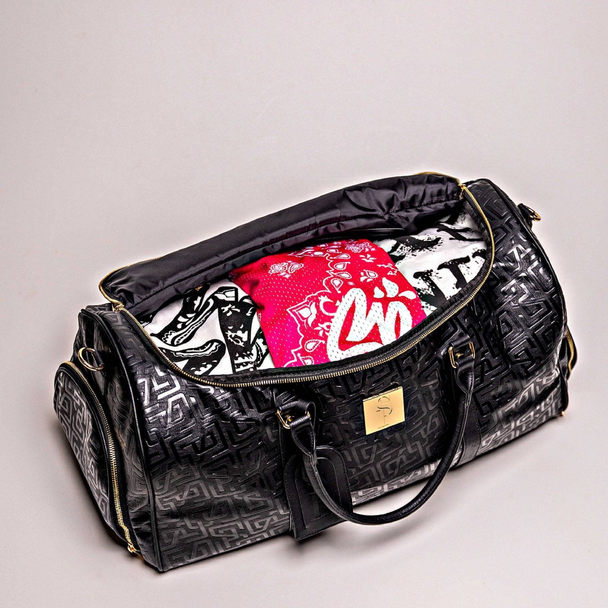 Black Monogram Leather Duffle Bag (150 Made) - Wize - Z