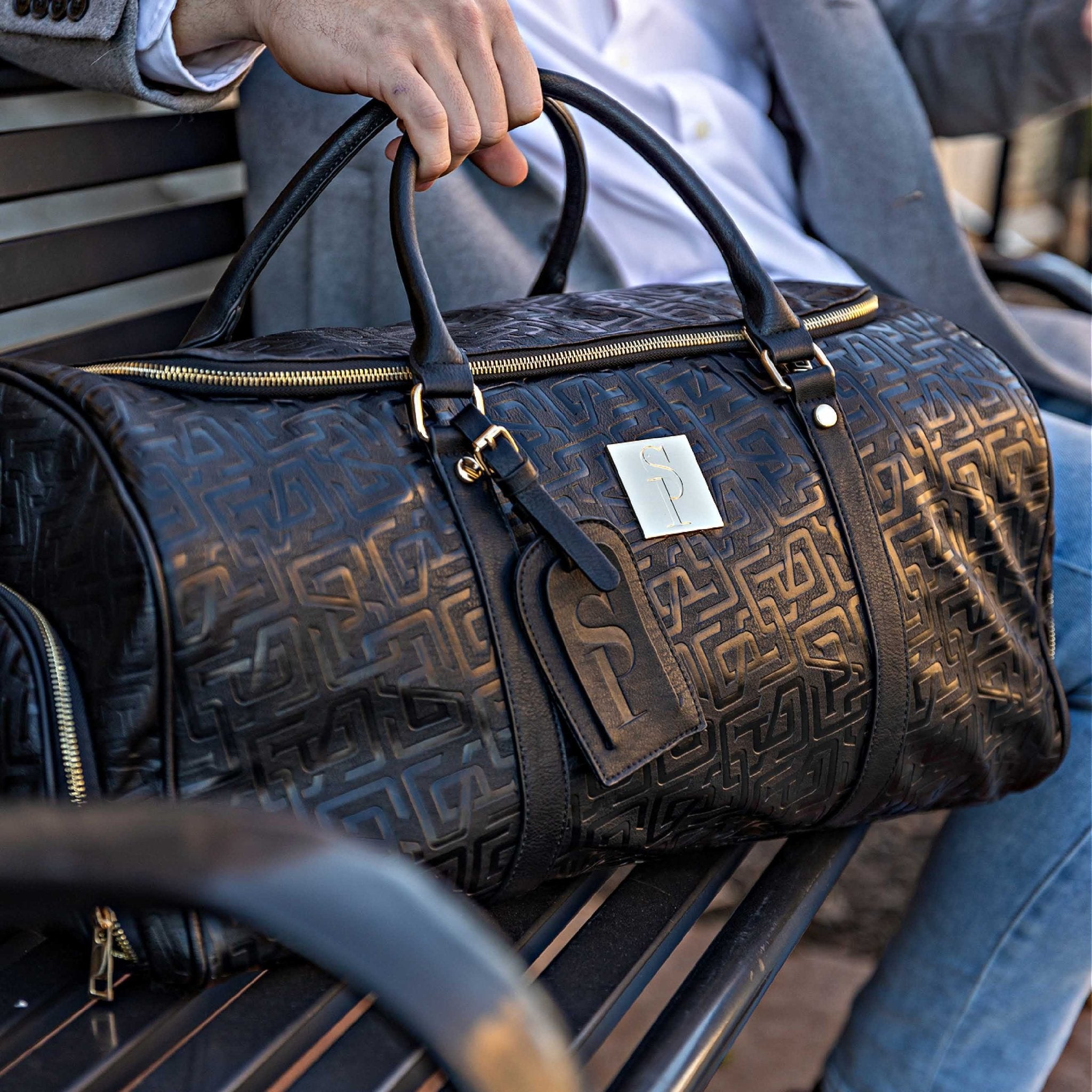 Black Monogram Leather Duffle Bag (150 Made) - Wize - Z