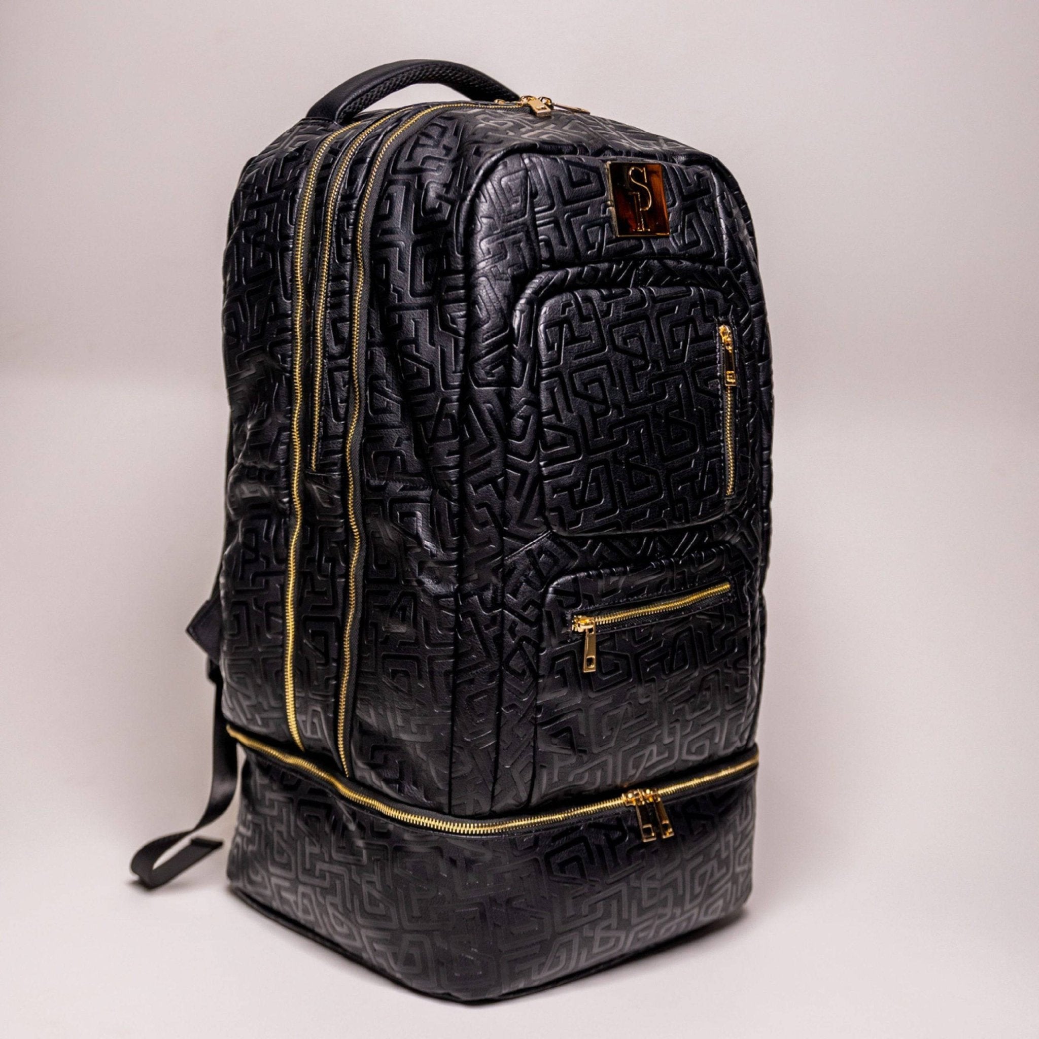 Black Monogram Leather Patented Carry - On Backpack (Only 150 Made) - Wize - Z