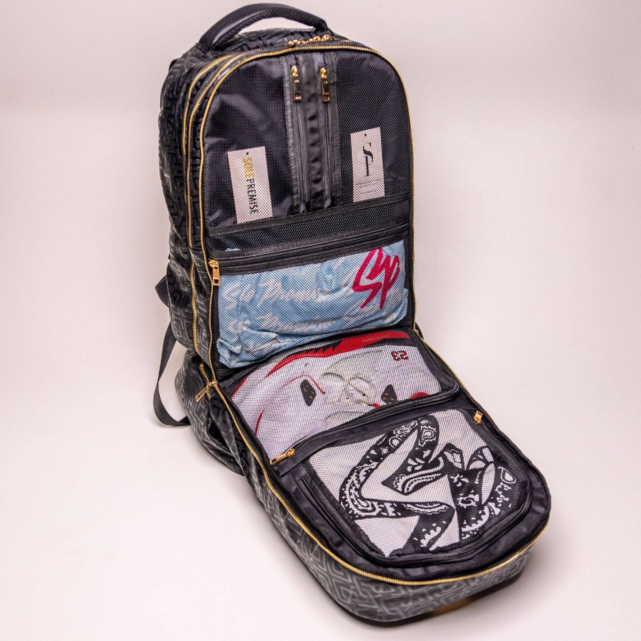 Black Monogram Leather Patented Carry - On Backpack (Only 150 Made) - Wize - Z