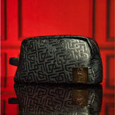 Black Monogram Leather Toiletry Bag - Wize - Z