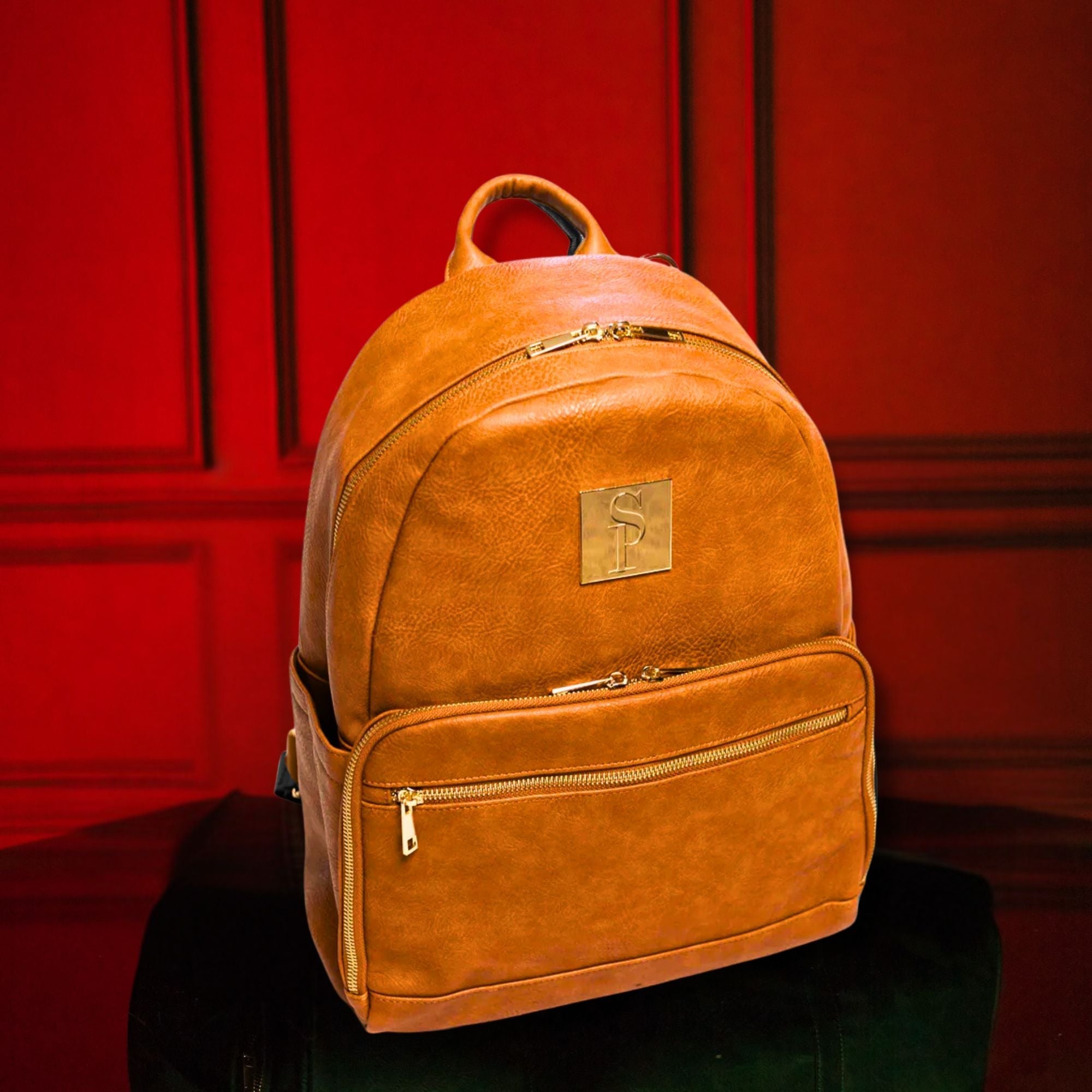 Brown Leather Carrier Backpack - Wize - Z