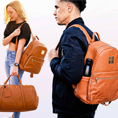 Brown Leather Carrier Backpack - Wize - Z