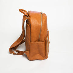 Brown Leather Carrier Backpack - Wize - Z