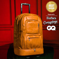 Brown Leather Carry - On Patented Roller Bag (Only 150 Made) - Wize - Z