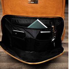 Brown Leather Commuter Bag - Wize - Z