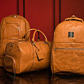 Brown Tumbled Leather 3 Bag Set - Wize - Z