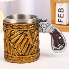 Bullet-Style Stainless Steel Mug - Non-Slip Cup for Gun Lovers & Hunters, Ammo-Themed Gift - Wize-Z