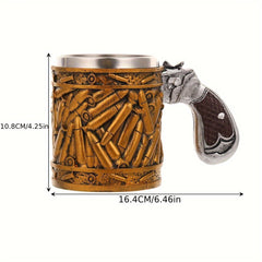 Bullet-Style Stainless Steel Mug - Non-Slip Cup for Gun Lovers & Hunters, Ammo-Themed Gift - Wize-Z