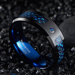 Carbon Fiber Tungsten Blue Ring - Wize-Z