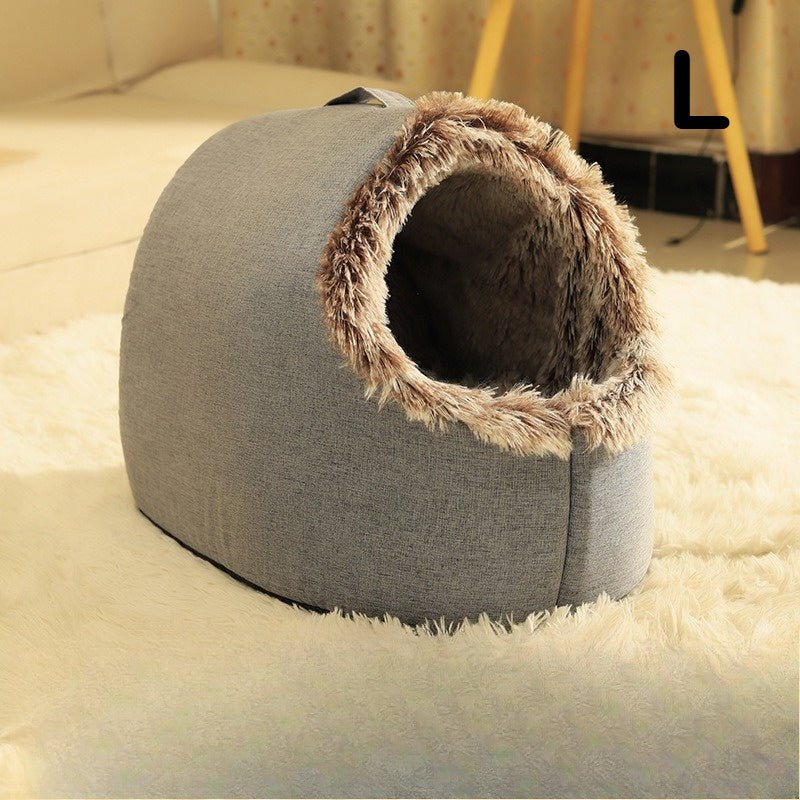 Cozy Cat Bed & Mat Set Warm Enclosed Pet Bed with Plush Interior - Wize - Z