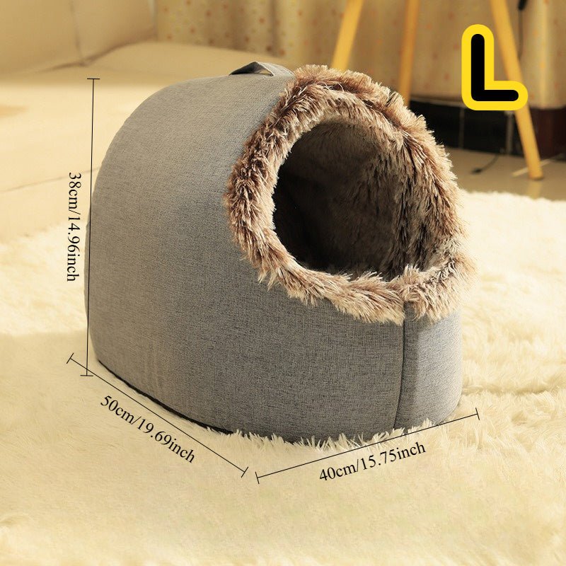 Cozy Cat Bed & Mat Set Warm Enclosed Pet Bed with Plush Interior - Wize - Z