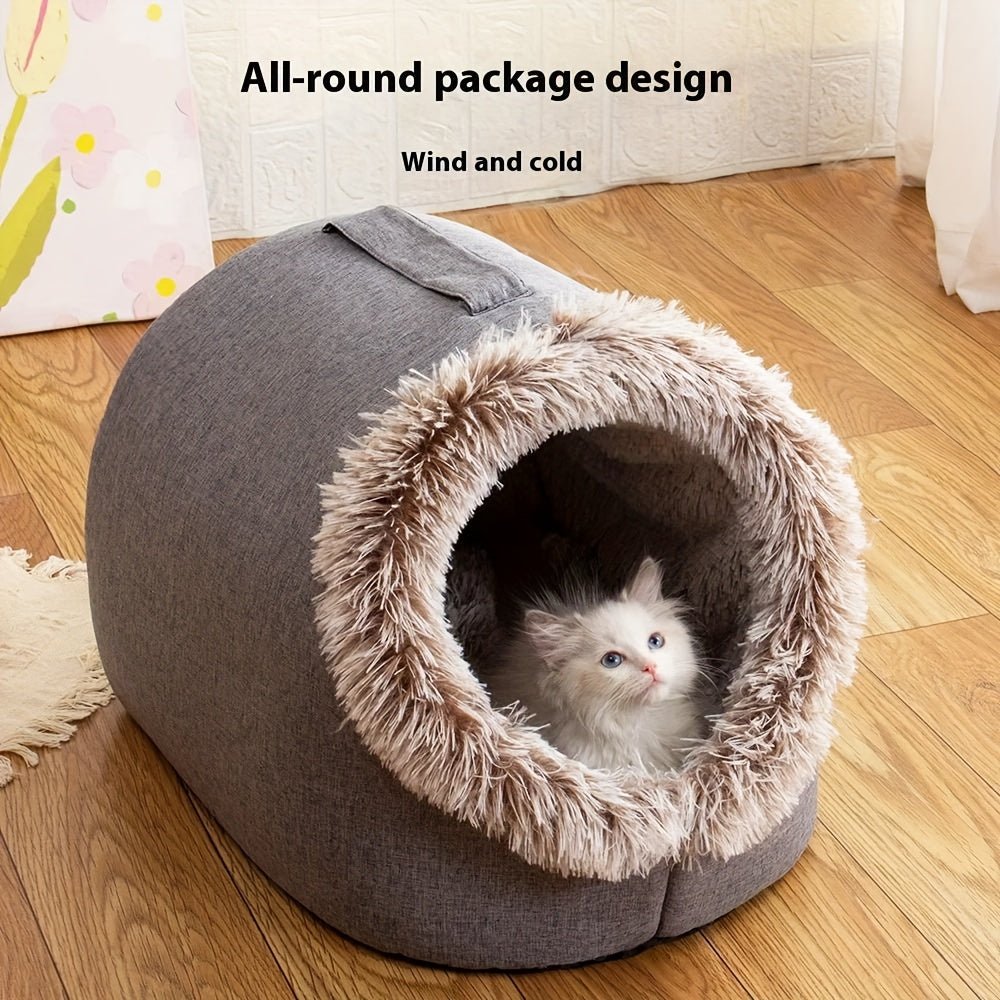 Cozy Cat Bed & Mat Set Warm Enclosed Pet Bed with Plush Interior - Wize - Z