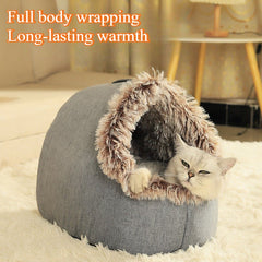 Cozy Cat Bed & Mat Set Warm Enclosed Pet Bed with Plush Interior - Wize - Z