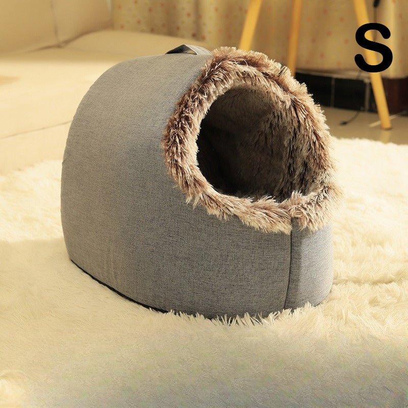Cozy Cat Bed & Mat Set Warm Enclosed Pet Bed with Plush Interior - Wize - Z