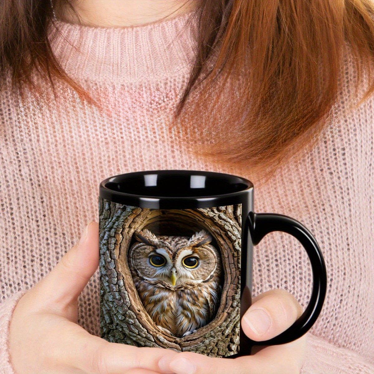Cute Owl Black Mug - 11oz Ceramic | Gifts for All Occasions - Wize-Z