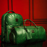 Emerald Green Leather 2 Bag Set (Commuter Backpack and Duffle) - Wize - Z