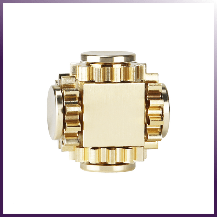 Brass Cube Gear Rotator - Mechanical Spinning - Wize-Z