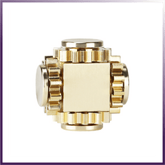 Brass Cube Gear Rotator - Mechanical Spinning - Wize-Z