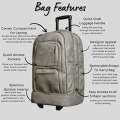 Grey Leather Carry - On Roller Bag (Only 150 Made) - Wize - Z