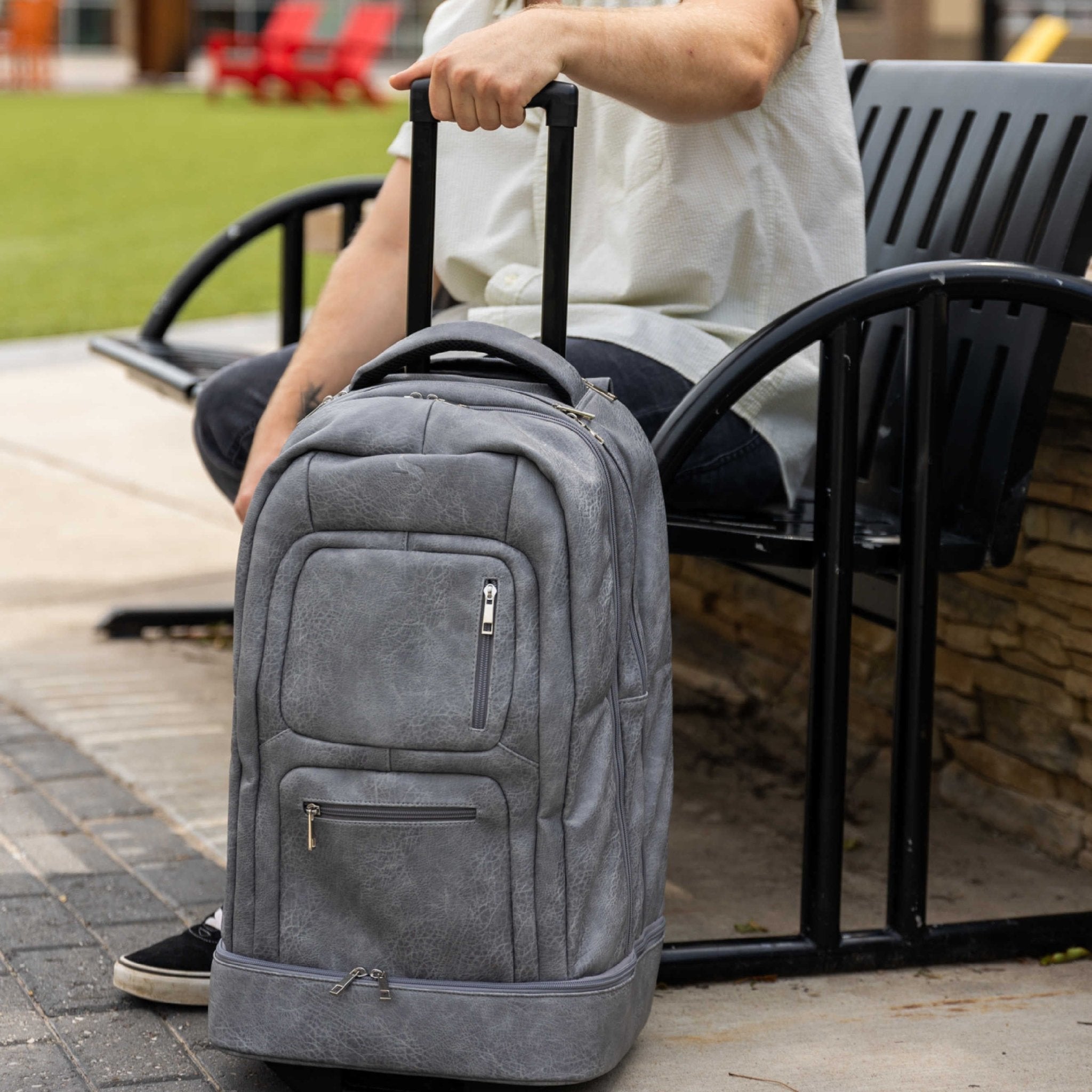 Grey Leather Carry - On Roller Bag (Only 150 Made) - Wize - Z
