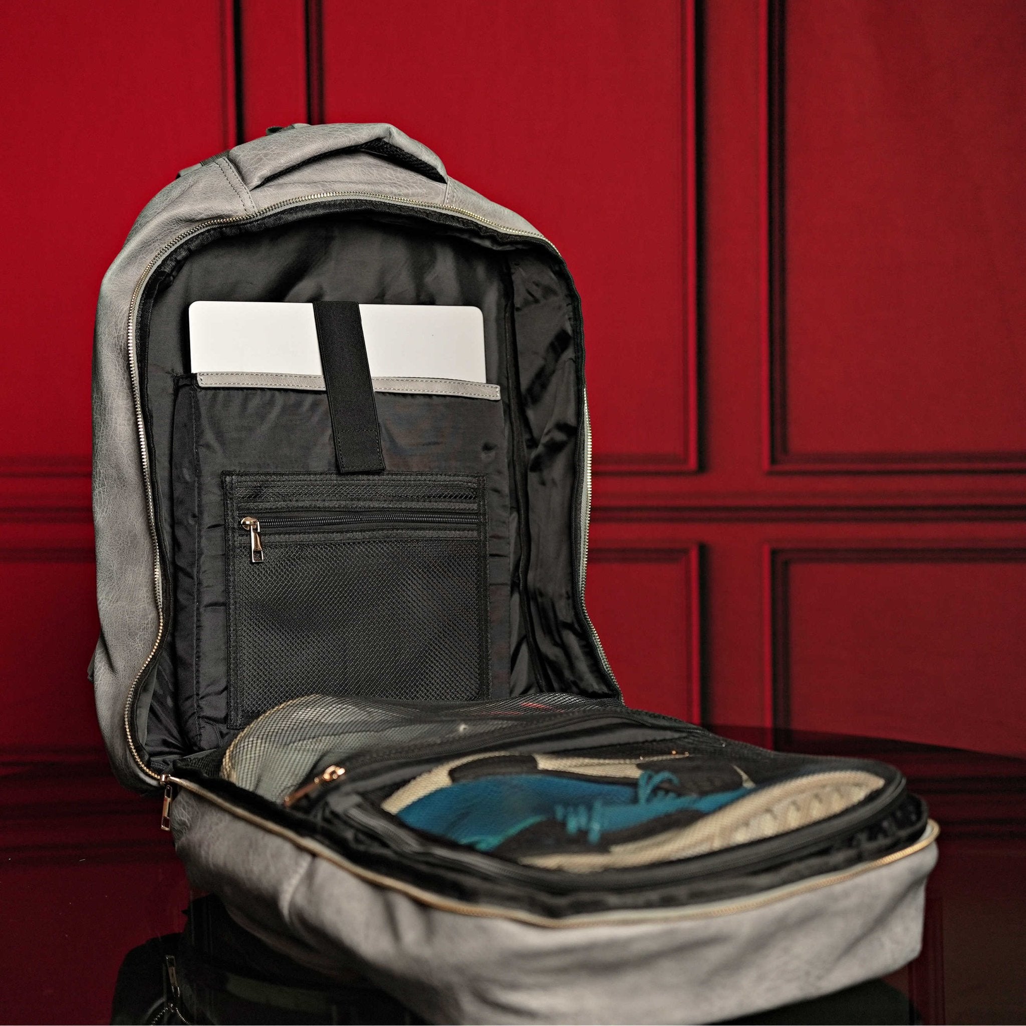 Grey Leather Commuter Bag - Wize - Z