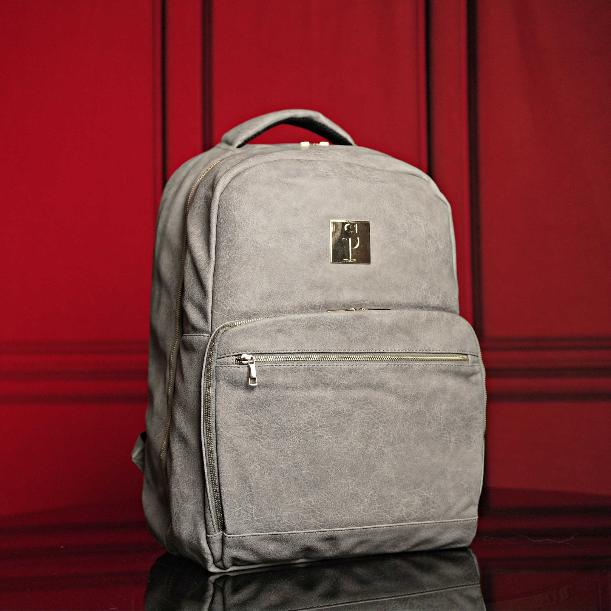 Grey Leather Commuter Bag - Wize - Z