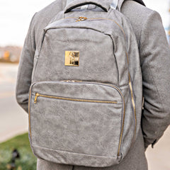 Grey Leather Commuter Bag - Wize - Z