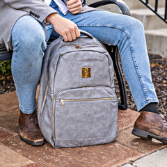 Grey Leather Commuter Bag - Wize - Z