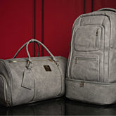 Grey Tumbled Leather Signature Bag Set (Signature Backpack and Duffle Bag) - Wize - Z