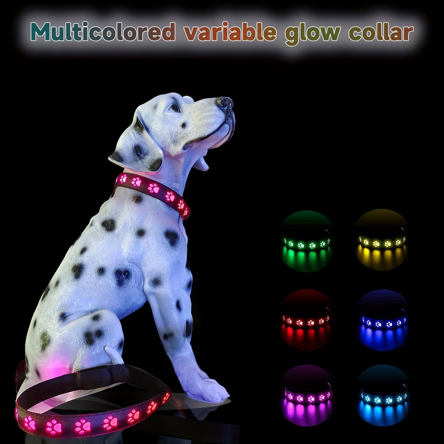 LED Dog Collar Color - Changing Rechargeable LED Dog Collar - Wize - Z