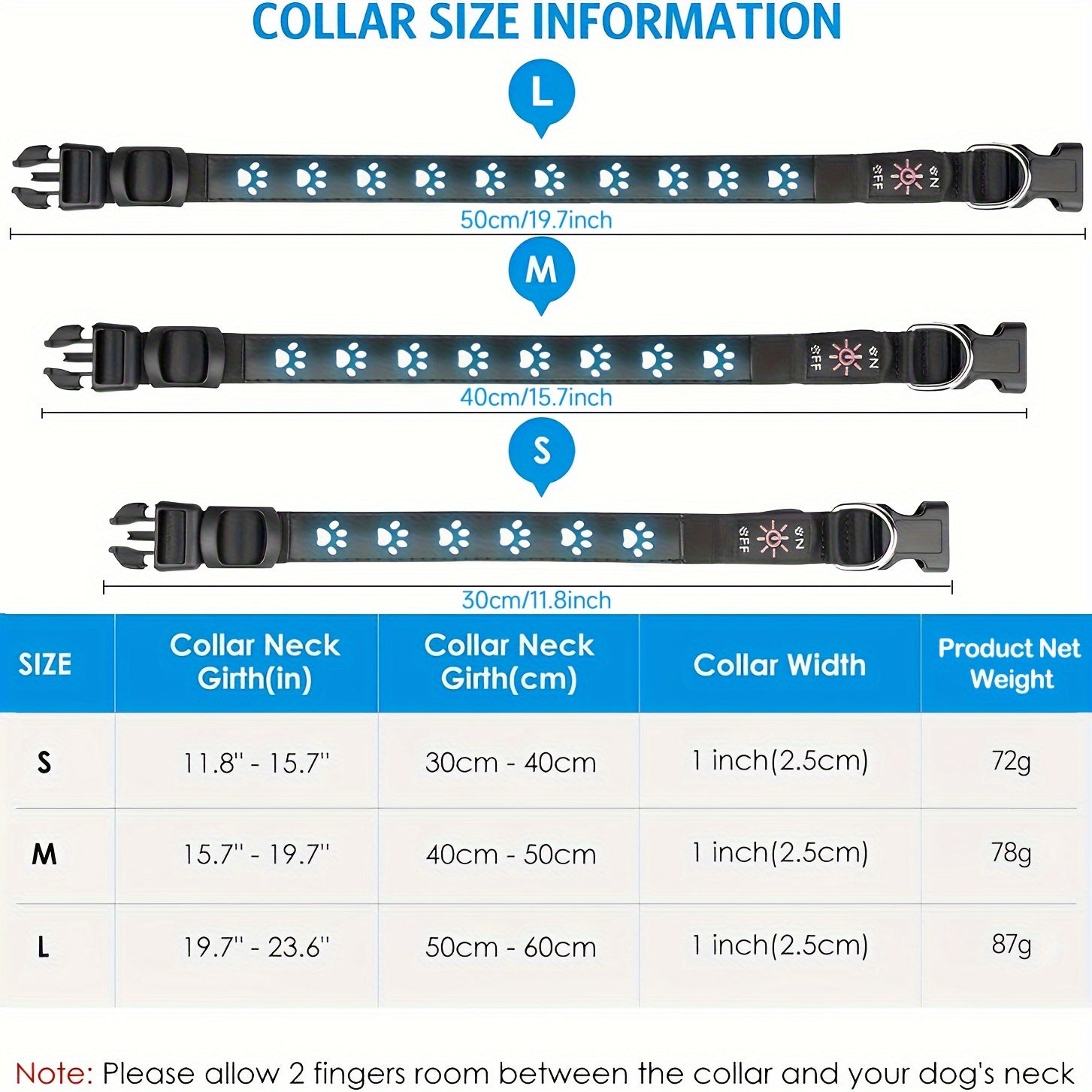 LED Dog Collar Color - Changing Rechargeable LED Dog Collar - Wize - Z